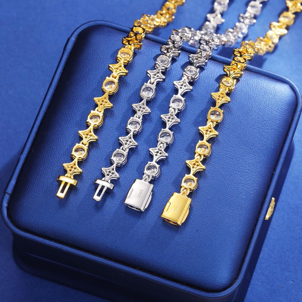 モアサナイト テニスネックレス 8mm幅 50cm メンズ ダイヤモンド の2,5