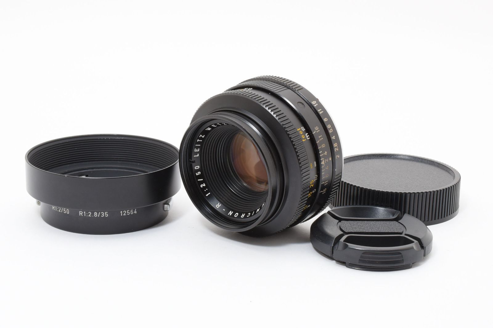 Leica Leitz Summicron-R 50mm F2 2カム フード付 ドイツ製 ライカRマウント レンズ ズミクロンR 50 2 12564フード