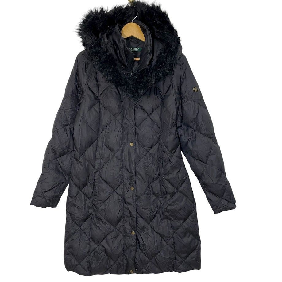 ✨未使用級✨ローレンラルフローレン　ブーデッドキルティング中綿コート　黒　L LAUREN RALPH LAUREN/ローレン ラルフローレン キルティング 中綿