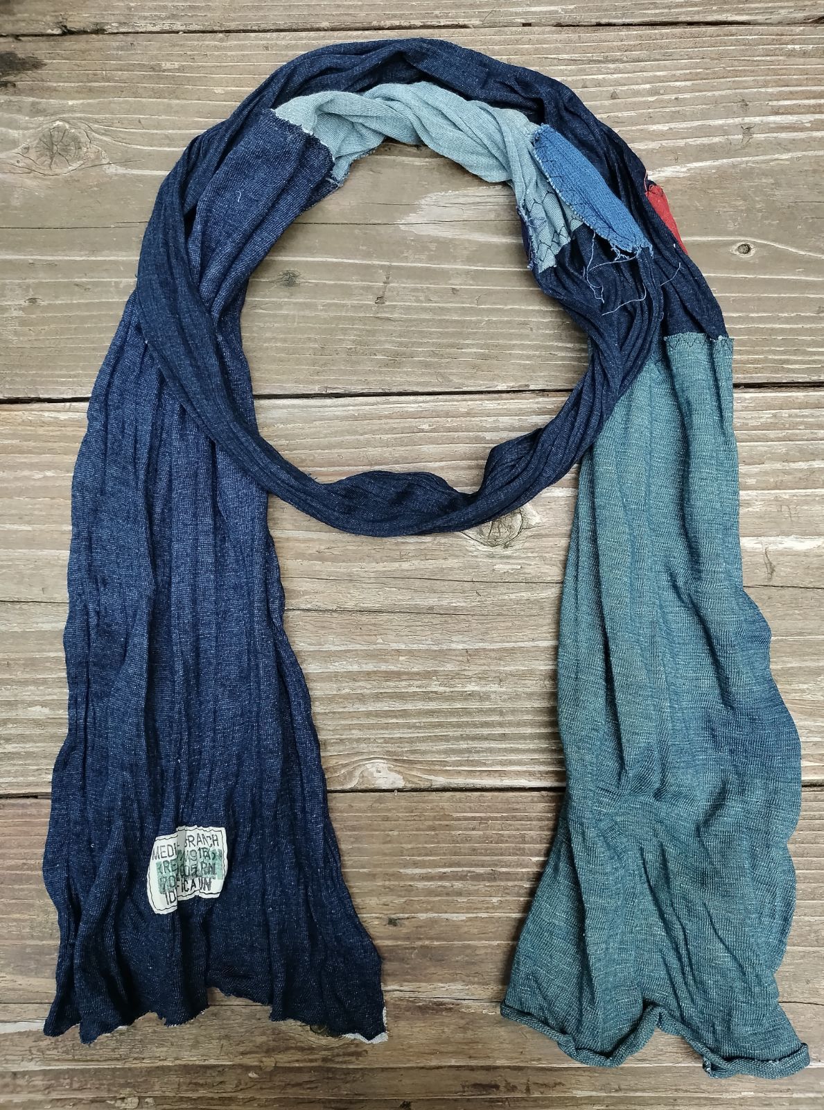 襤褸 インディゴストール ガーゼ天竺MIX 藍染 天然素材 バイオ加工
