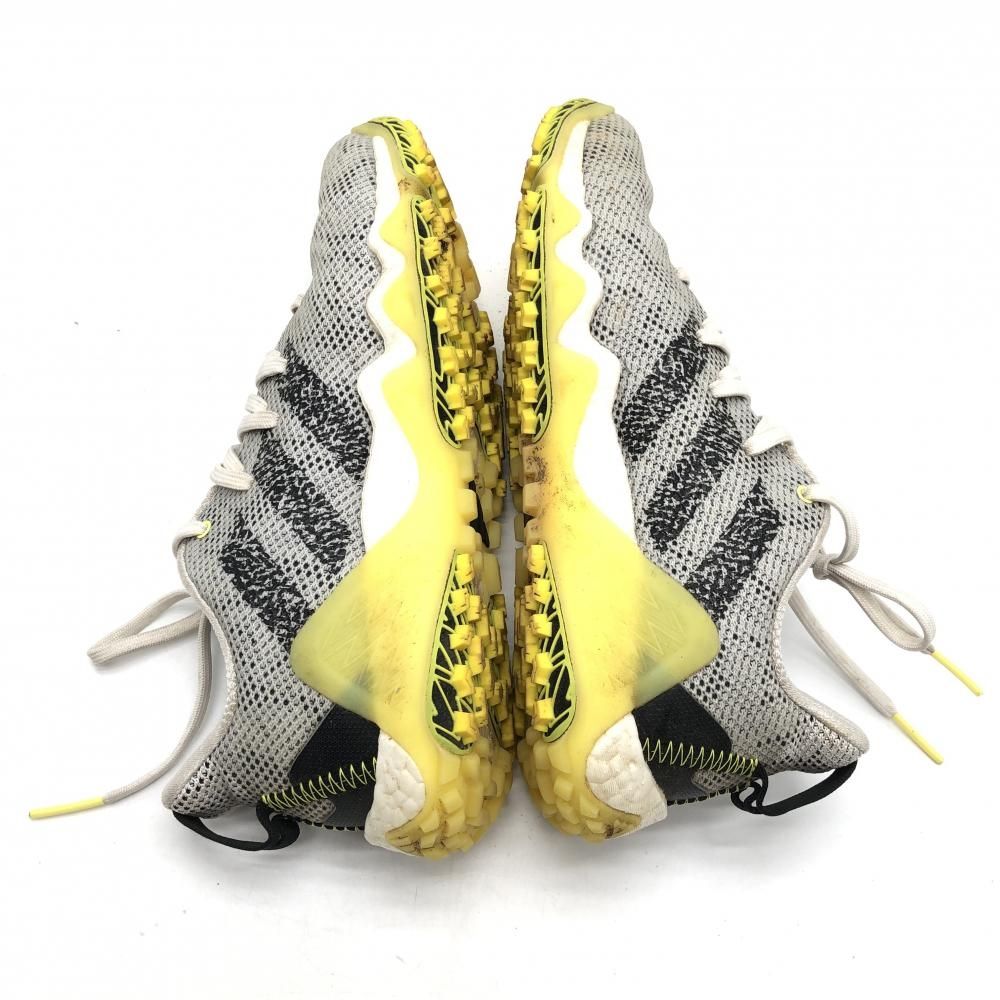 【美品】アディダス ゴルフシューズ グレー×イエロー コードカオス22 GX2616 スパイクレス メンズ 24.5 ゴルフウェア adidas