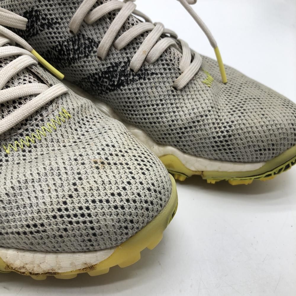 【美品】アディダス ゴルフシューズ グレー×イエロー コードカオス22 GX2616 スパイクレス メンズ 24.5 ゴルフウェア adidas