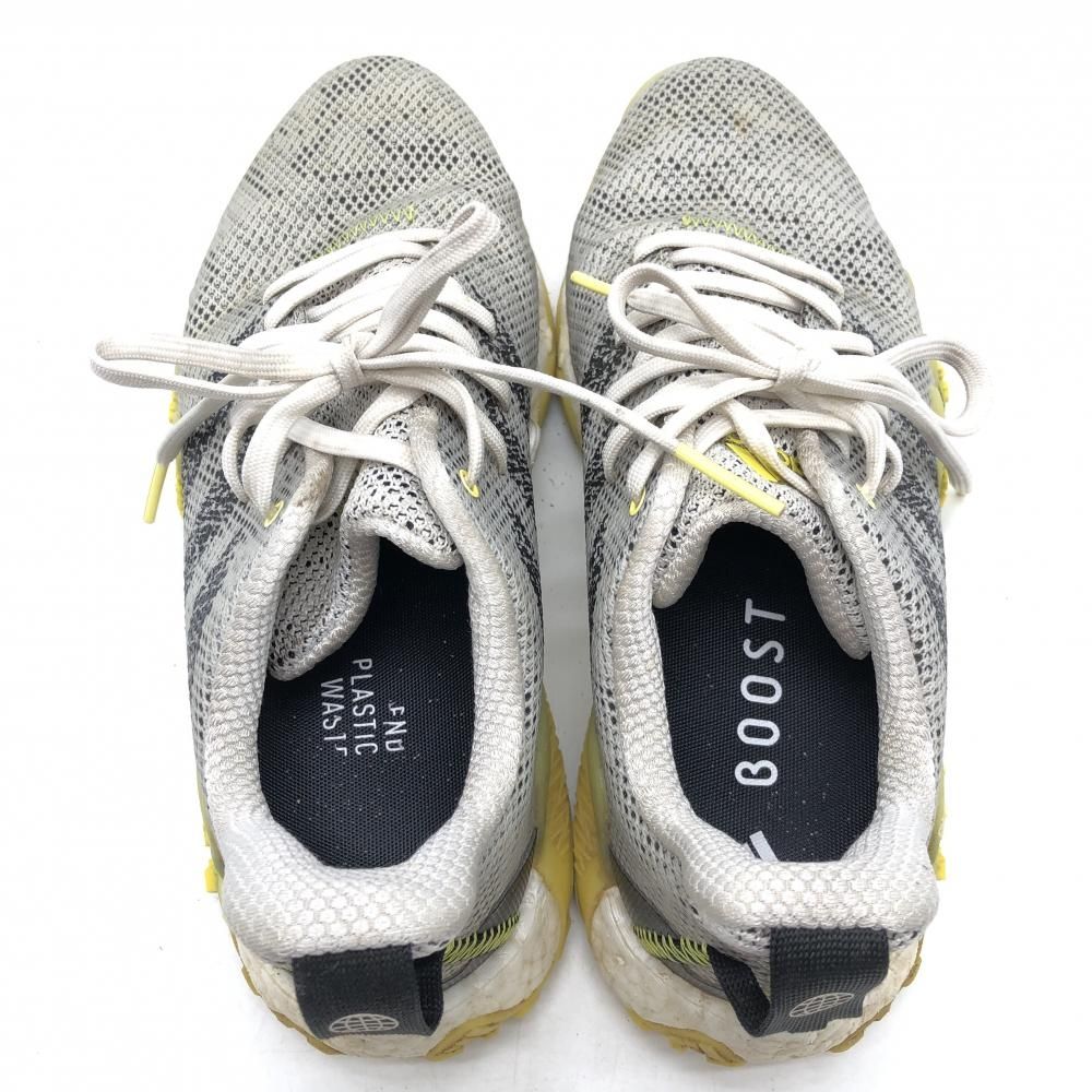 【美品】アディダス ゴルフシューズ グレー×イエロー コードカオス22 GX2616 スパイクレス メンズ 24.5 ゴルフウェア adidas