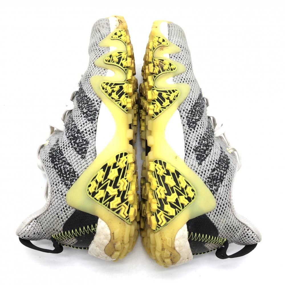 【美品】アディダス ゴルフシューズ グレー×イエロー コードカオス22 GX2616 スパイクレス メンズ 24.5 ゴルフウェア adidas