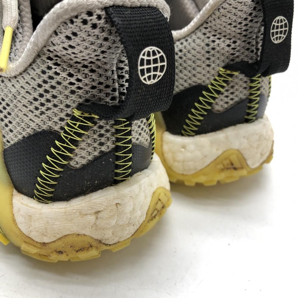 【美品】アディダス ゴルフシューズ グレー×イエロー コードカオス22 GX2616 スパイクレス メンズ 24.5 ゴルフウェア adidas