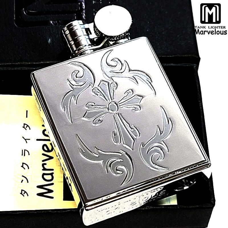 オイルライター 絶版 マーベラス タイプB トライバルクロス クリア 鏡面 シルバー フリント式 東京パイプ Marvelous 廃盤 タンクライター おしゃれ 珍しい 彫刻 メンズ かっこいい プレゼント ギフト