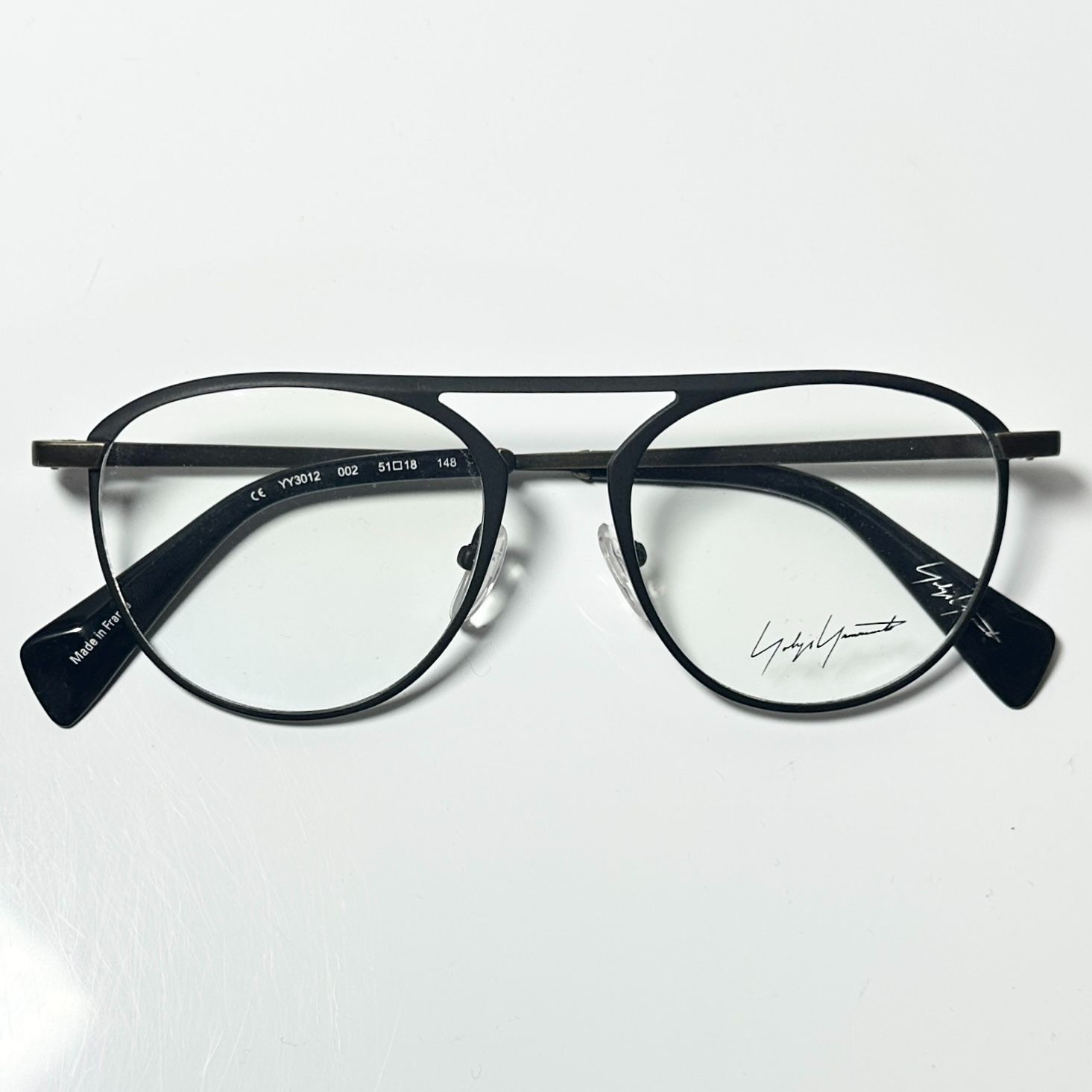 Yohji Yamamoto ヨウジヤマモト YY3012 002 黒 メガネ 純正ケース付き フランス製 Y3