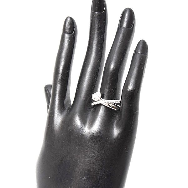 ポンテヴェキオ リング レディース ハートモチーフ パヴェダイヤ クロスリング 14号 ホワイトゴールド K18WG PONTE VECCHIO FORTGASGNV_COM_BR