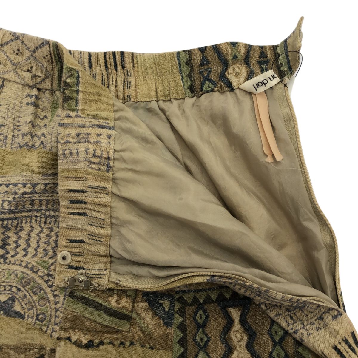 non non dorl ノンノンドール 刺繍レースデザインスカート フ メッシュ ムッシュ榊 レーヨン 麻 ギザギザ ウエストゴム GULLKHAN_COM