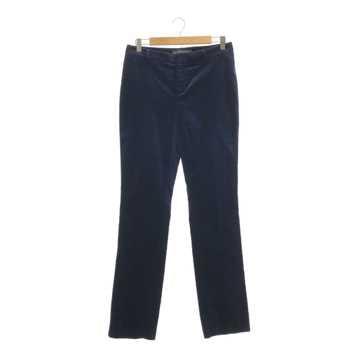 RALPH LAUREN ラルフローレン コットンベロアパンツ ボトムス ドミニカ製 US6 きれいめシルエット ブルー レディース 定価6万