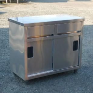  タニコー 業務用 ステンレス 引出付 調理台 扉付き 作業台 W 900 D 450 H 800 mm 厨房 TX-WCT-945 DNB 片面 引違戸 食器庫 引き出し付 90 cm キッチンラック キッチン収納 ラック