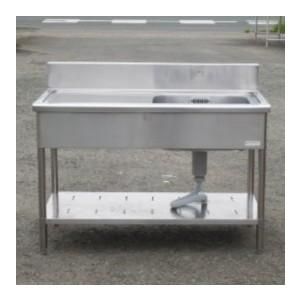 業務用 ステンレス 台付 1槽 シンク 右槽 W1200D600H805 150 mm 槽内寸W517D428深235mm 厨房 水切 台付 すのこさびあり W120cm