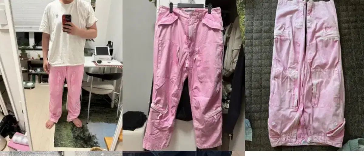  YESEYESEE ブリーチド アビエイター パンツ ベビーピンク M チノパン パンツ