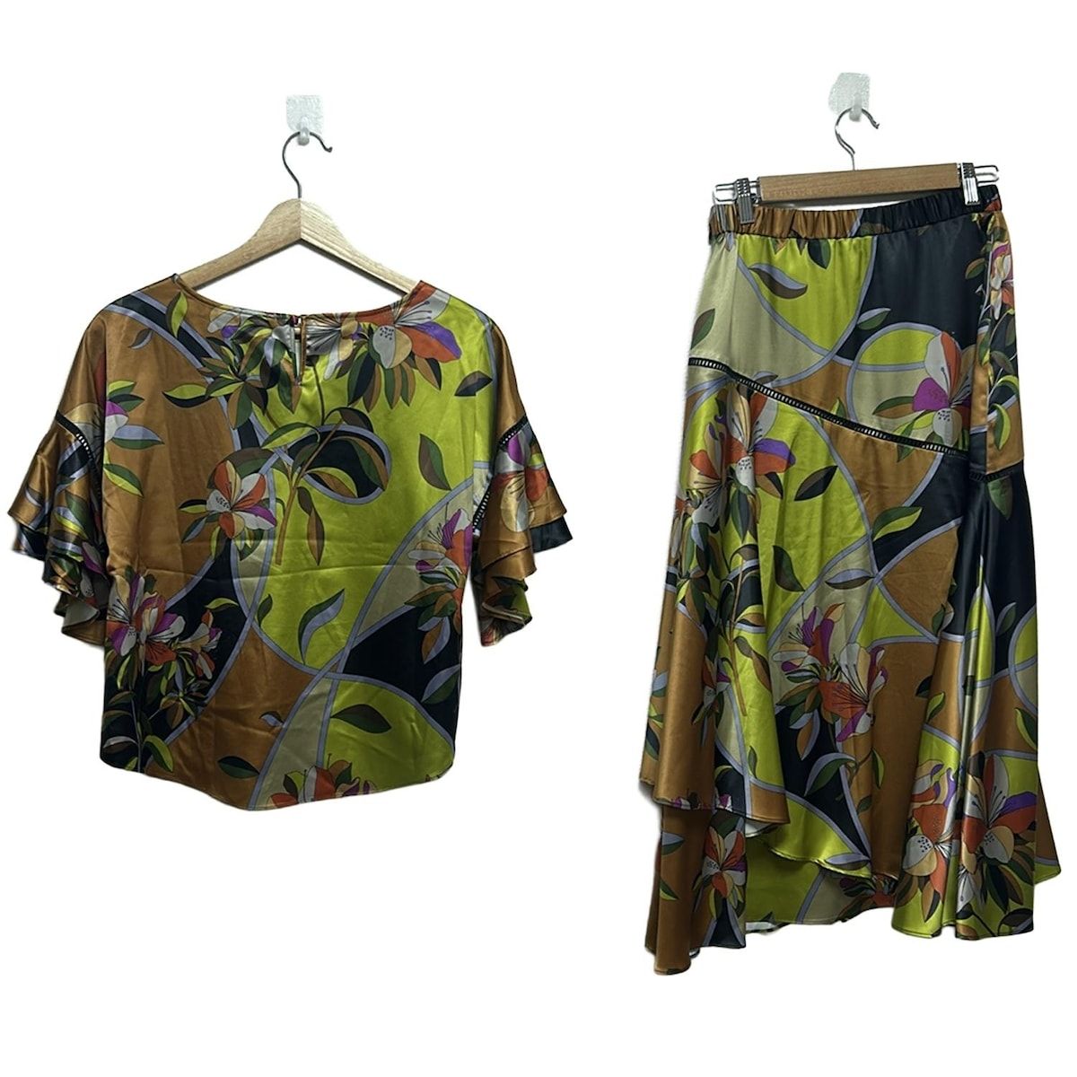 GRACE CONTINENTAL グレースコンチネンタル スカートセットアップ レディース - ライトブラウン×イエローグリーン×マルチ 花柄