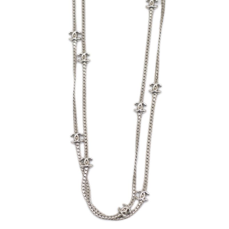 シャネル ココマーク ロングネックレス シルバー A24B