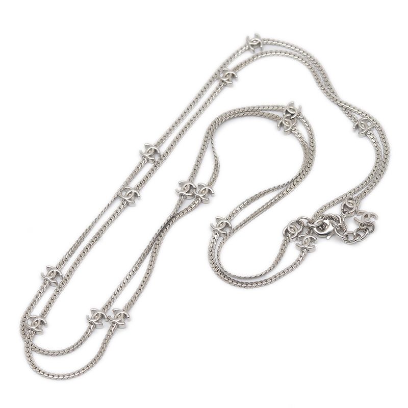 シャネル ココマーク ロングネックレス シルバー A24B