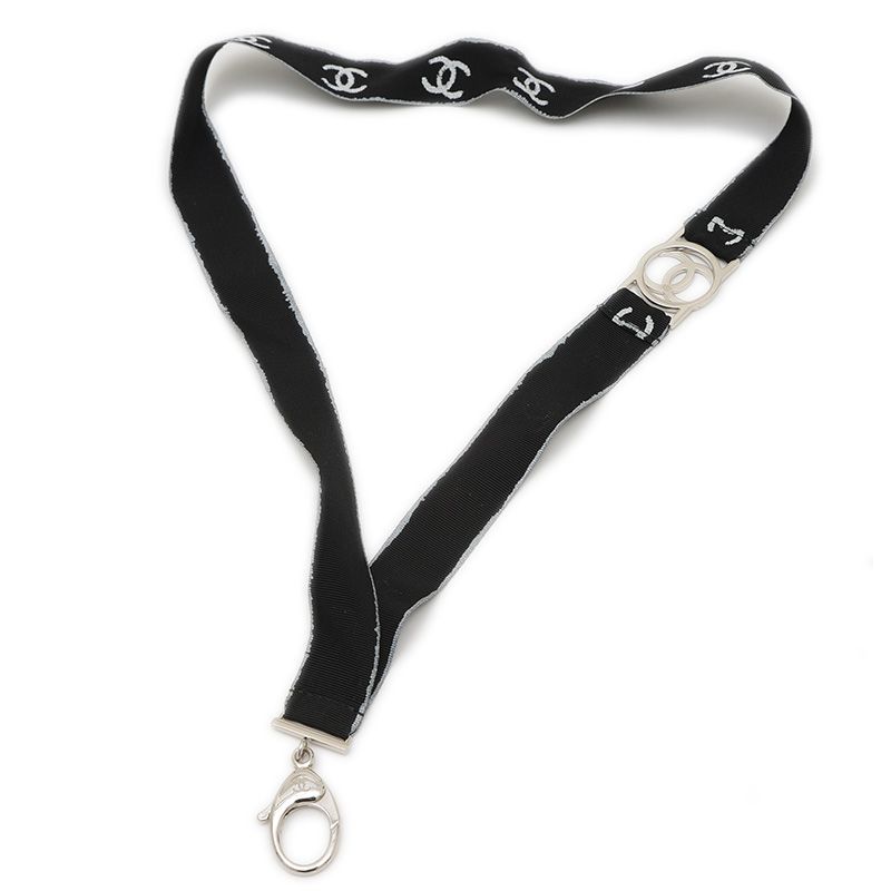シャネル データセンター ココマーク ネックストラップ ナイロン ラインストーン