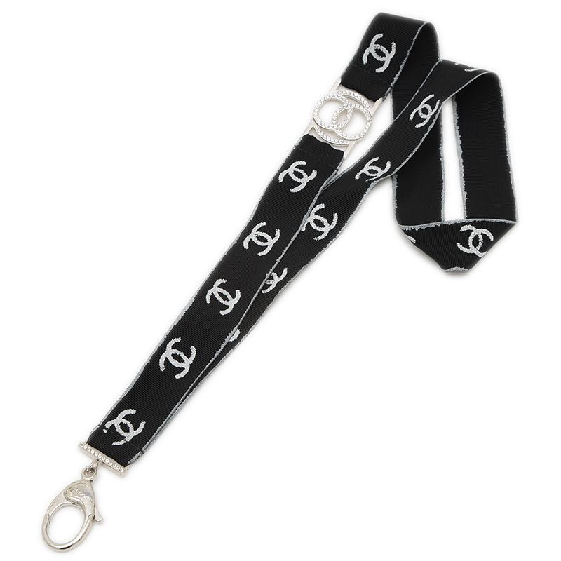 シャネル データセンター ココマーク ネックストラップ ナイロン ラインストーン