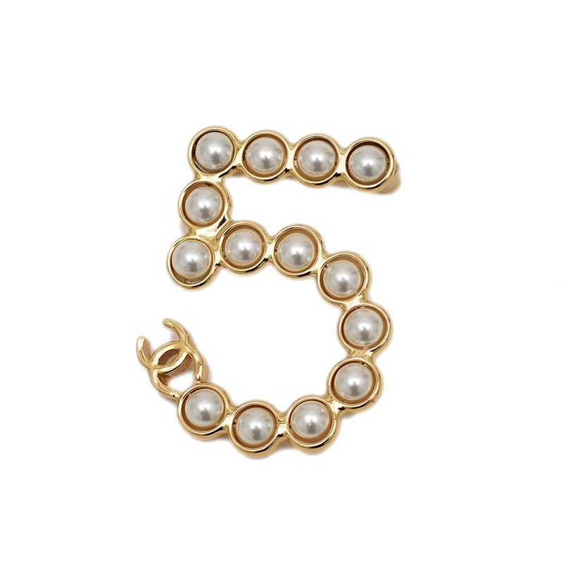 シャネル No.5 ブローチ メタル パール ゴールド I24S