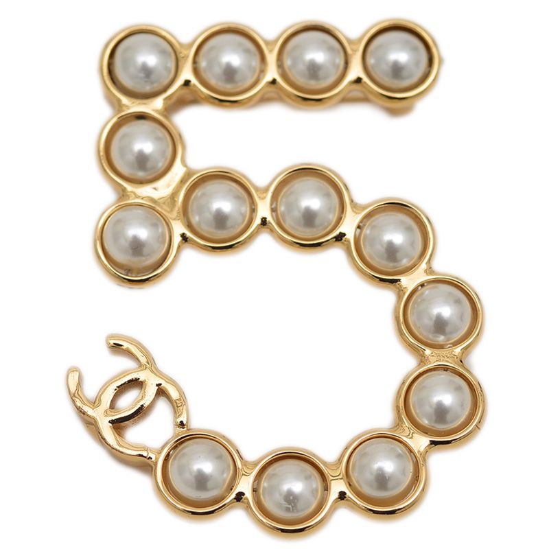 シャネル No.5 ブローチ メタル パール ゴールド I24S