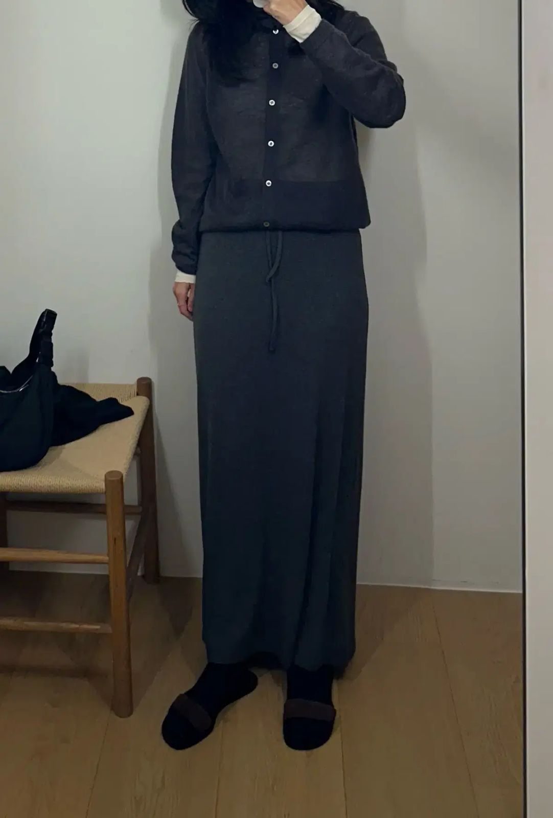 モノハ 25fw ジェリー ストレッチ スカート グレー GULLKHAN_COM