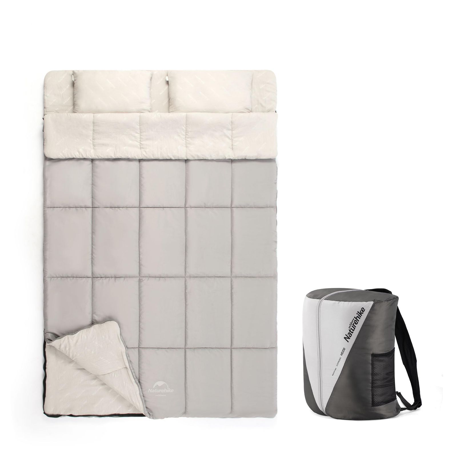 Naturehike 公式 寝袋 2人用 シュラフ 封筒型 3シーズン 連結解体 防水加工 最低使用温度5℃ 軽量 コンパクト アウトドア 車中泊 防災 登山 キャンプ 枕二つ付き 収納バック付き
