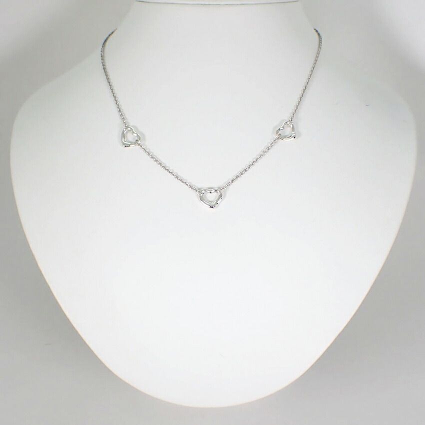 ティファニー 925 オープンハート3pc ステーション ネックレス j81-7