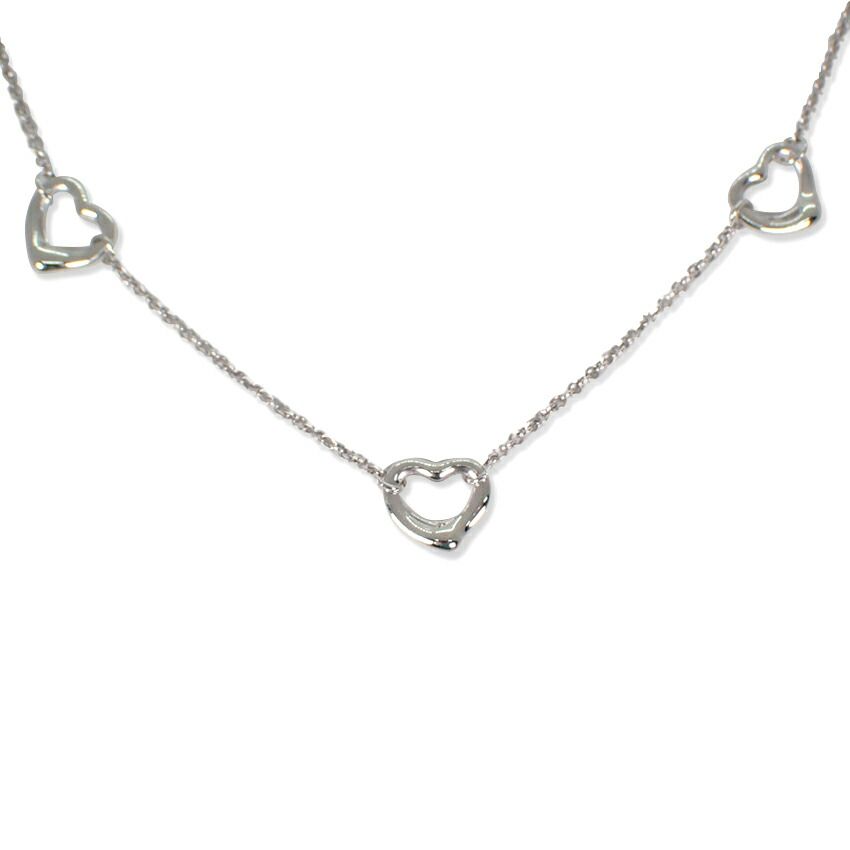 ティファニー 925 オープンハート3pc ステーション ネックレス j81-7