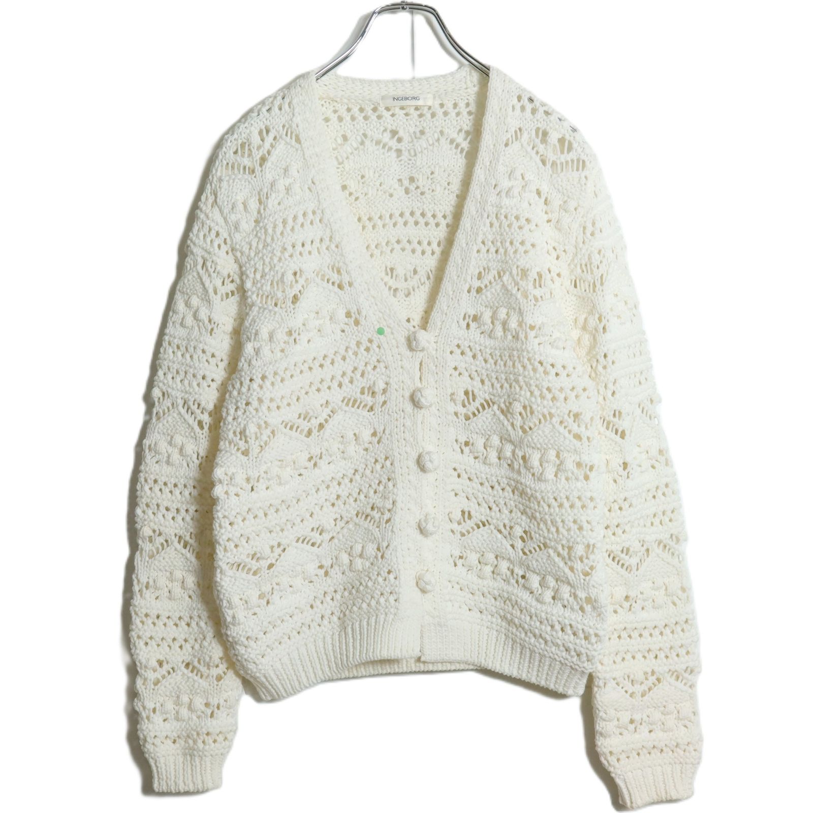 インゲボルグ☆2024年製！ニットカーディガン オフホワイト系 透かし