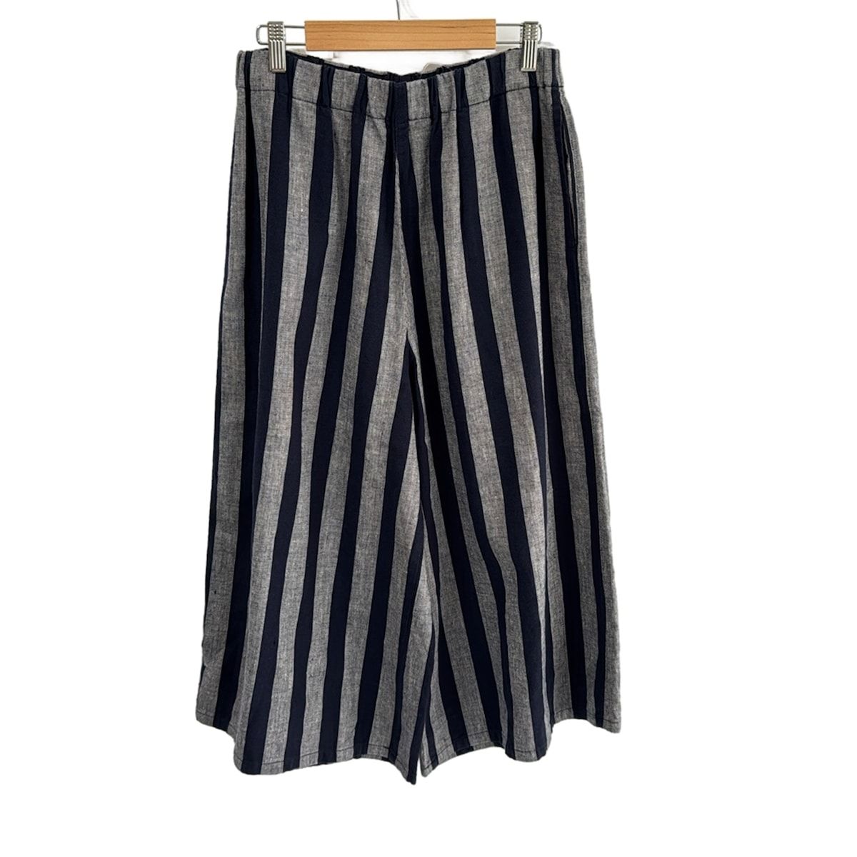 Plantation プランテーション パンツ サイズM レディース - ネイビー×白 フルレングス ストライプ