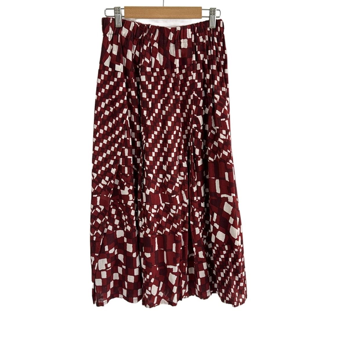 Plantation プランテーション ロングスカート サイズM レディース - レッド×ボルドー×白 マキシ丈