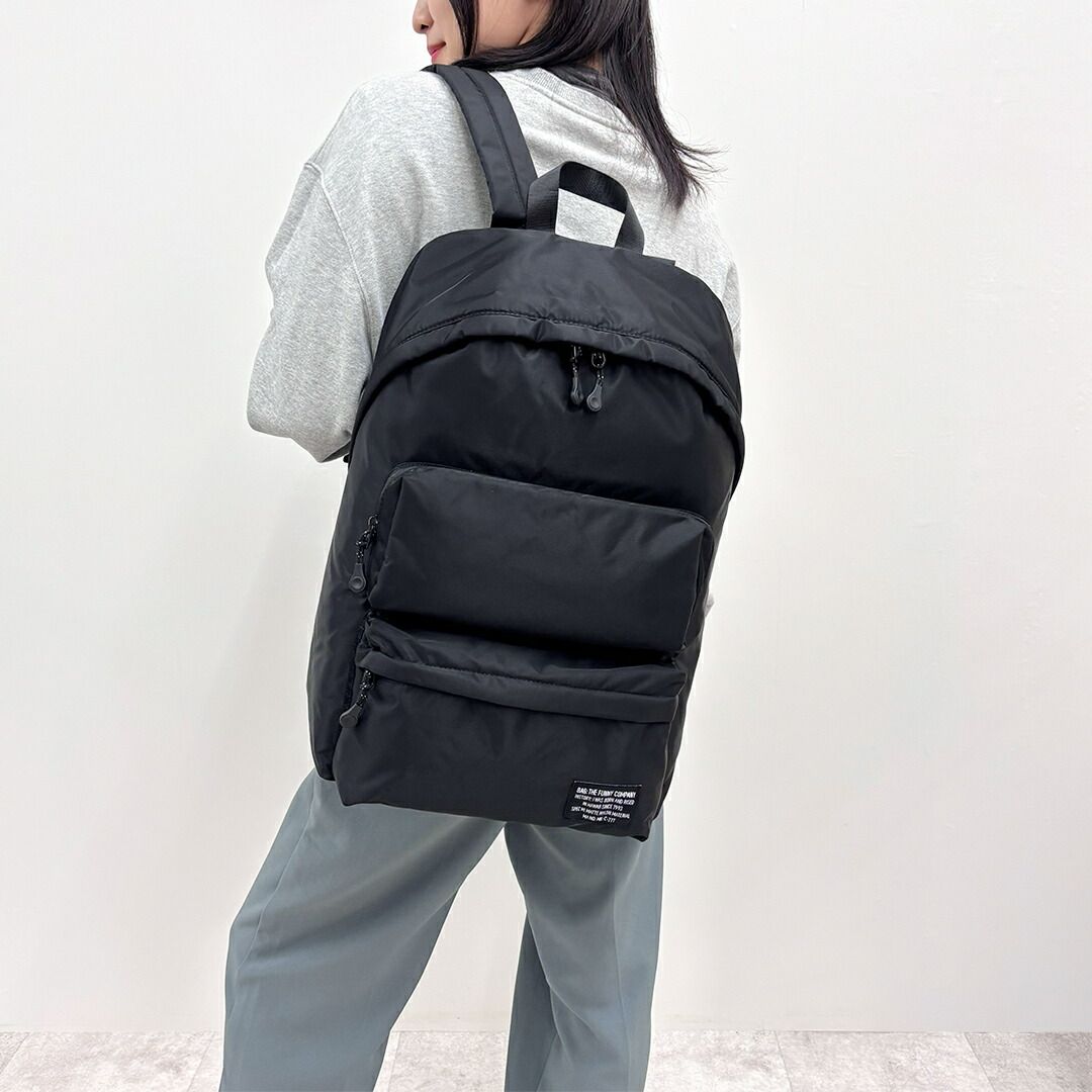 THE FUNNY COMPANY ザ ファニーカンパニー マットナイロン ダブルポケットバックパック メンズ レディース ブラック M028 001