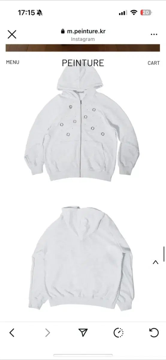  ペインチュアル スタッズ リング フードジップアップ パーカー トップス