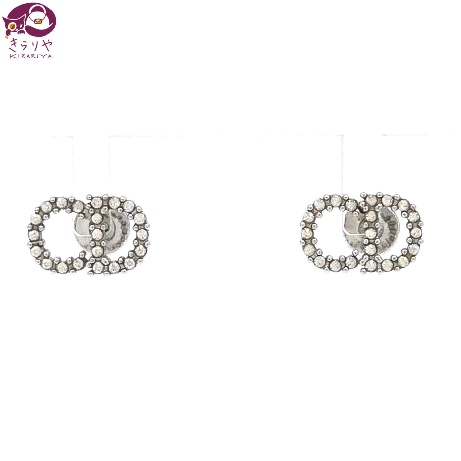 DIOR ディオール Clair D Lune クレール ディー リュヌ ピアス 両耳 ホワイト クリスタル CDシグネチャー シルバートーンメタル 箱 保存袋 タグ 冊子 リボン ドイツ製