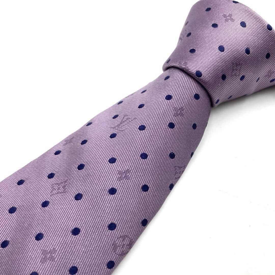 LOUIS VUITTON ルイヴィトン ネクタイ モノグラム ドット フランス製 パープル