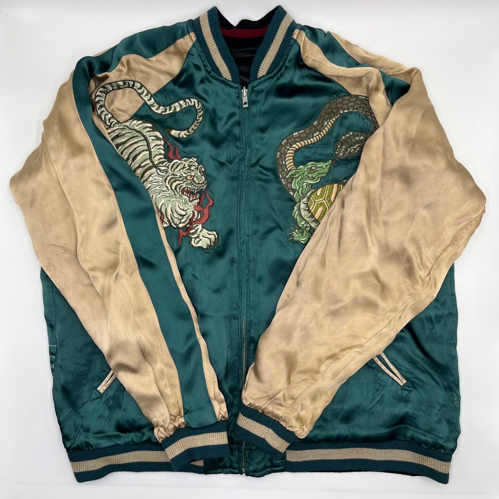 スカジャン|リバーシブル|XLサイズ|百花繚乱|刺繍