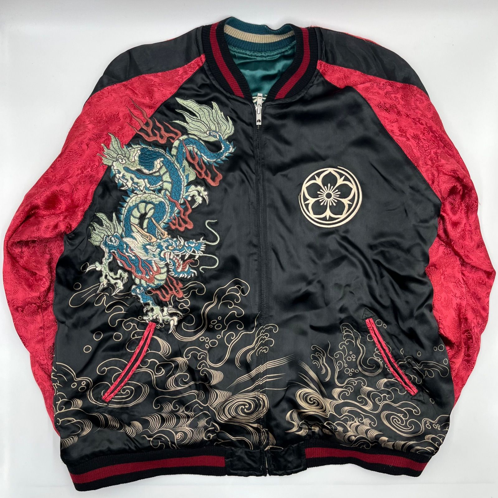 スカジャン|リバーシブル|XLサイズ|百花繚乱|刺繍