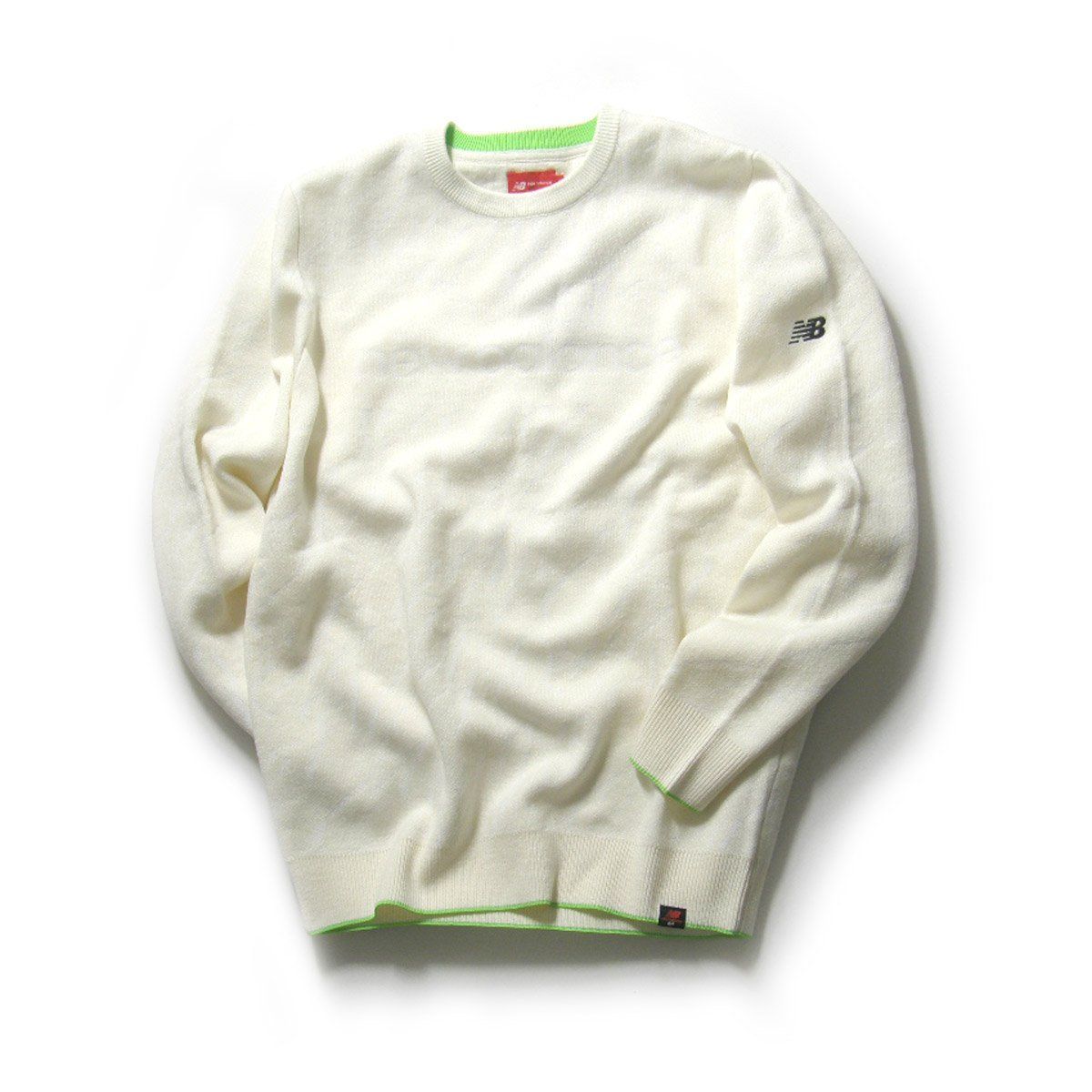 New Balance Golf × VOLMTEC ニューバランスゴルフ 毛玉防止 風を抑える クルーネックニット ゼブラ柄 セーター ホワイト系 ゴルフウェア ゴルフニット ｜ 秋冬