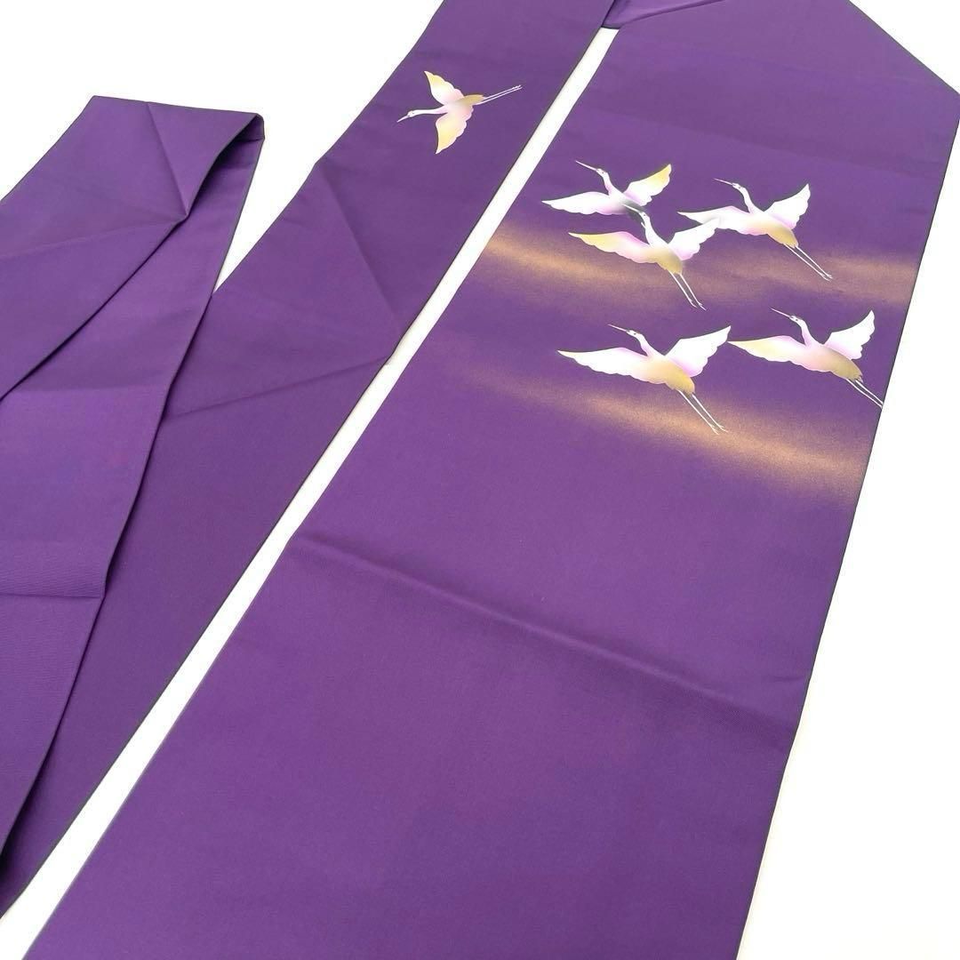 着物と帯 時流 N25875ts 正絹 九寸名古屋帯 塩瀬 長尺 鶴