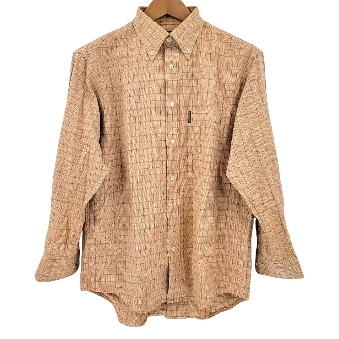 BURBERRY LONDON バーバリー ロンドン ボタンダウンシャツ チェック柄 長袖 シャツ L メンズ ベージュ