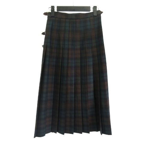 オニール オブ ダブリン O NEIL OF DUBLIN ラップロングスカート チェック グリーン ブラウン 緑 茶 36