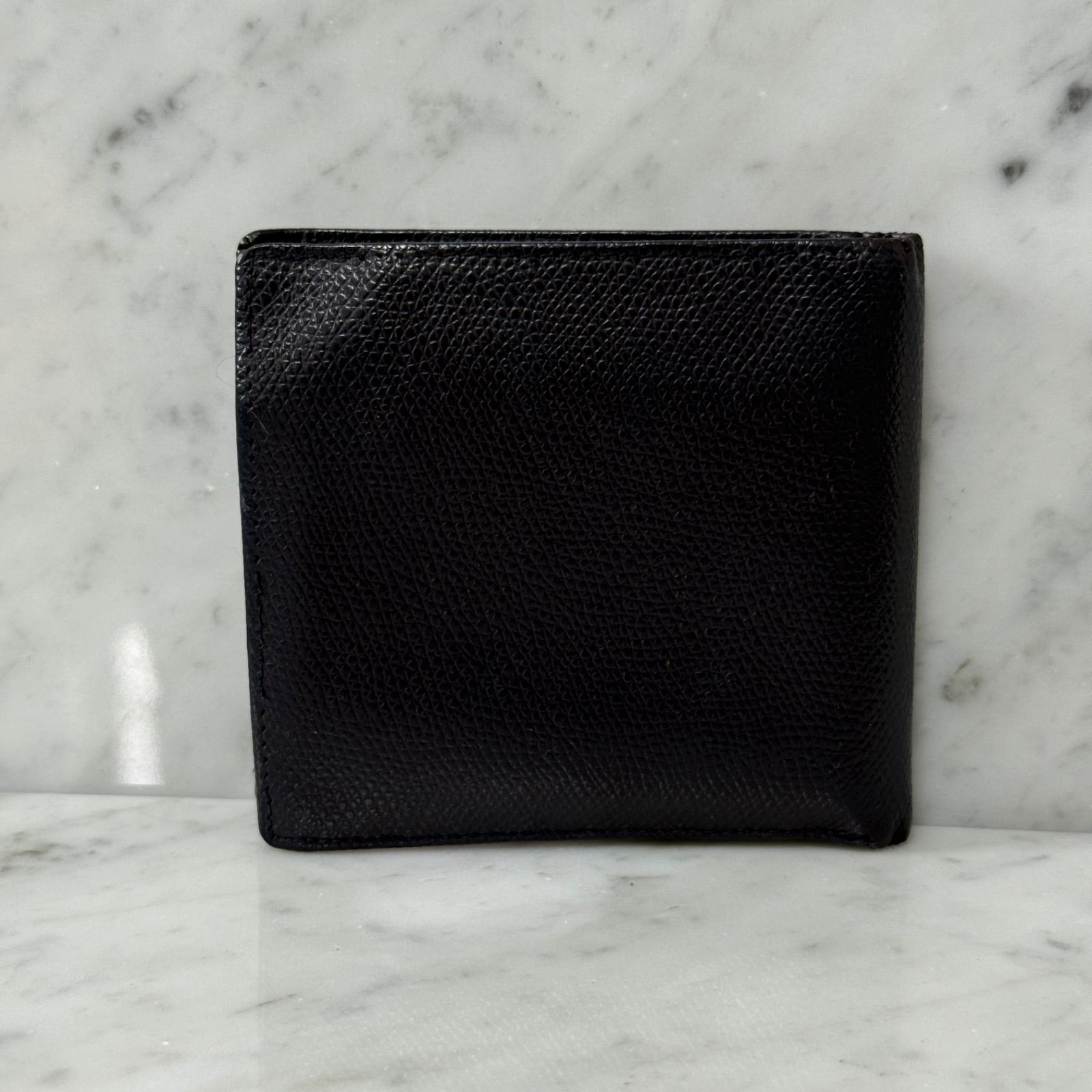 Christian Dior クリスチャンディオール 二つ折りサイフ ロゴ CD シンプル 本革 レザー ネイビー