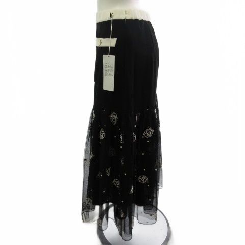 グレースクラス GRACE Class スカート フラワードットembスカート チュールレース ブラック 黒 36 02231 21016