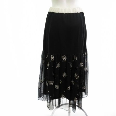 グレースクラス GRACE Class スカート フラワードットembスカート チュールレース ブラック 黒 36 02231 21016 GULLKHAN_COM
