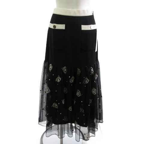 グレースクラス GRACE Class スカート フラワードットembスカート チュールレース ブラック 黒 36 02231 21016