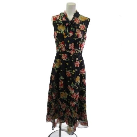 グレースコンチネンタル GRACE CONTINENTAL 19231087 フラワープリント3Dワンピース ノースリーブ 花柄 ネイビー 36