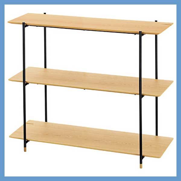 天然木化粧繊維板の３段シェルフ オープンラック W108×D41.5×H92.5cm No.101 オーク