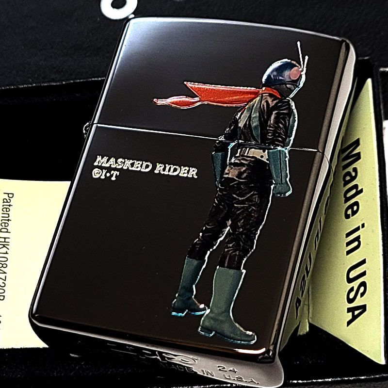 ZIPPO ライター 仮面ライダー1号 ジッポ かっこいい ブラックニッケル 彫刻 クリアフル 加工 特撮 キャラクター おしゃれ 渋い 黒 メンズ ギフト プレゼント
