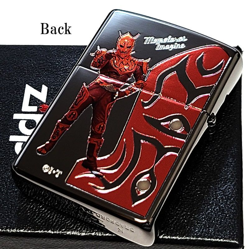 芸術 ZIPPO かっこいい 仮面ライダー電王 ソードフォーム-モモタロス 両面加工 ジッポ ライター 特撮 キャラクター ブラックニッケル レッド おしゃれ クリアフル 加工 彫刻 黒 赤 メンズ プレゼント ギフト
