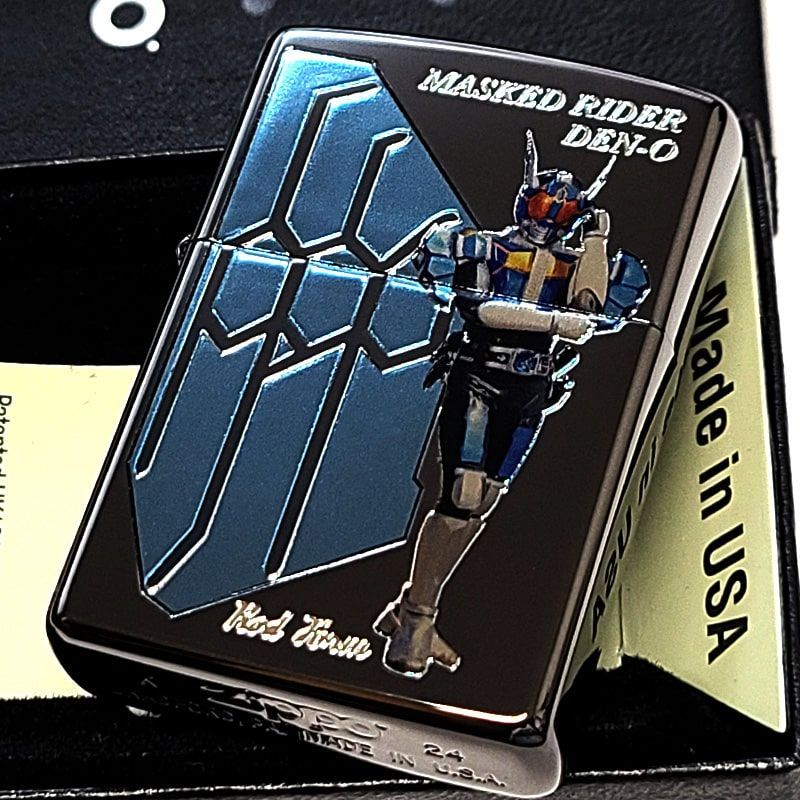 ZIPPO 仮面ライダー電王 ロッドフォーム-ウラタロス ジッポ ライター かっこいい 両面加工 特撮 ブラックニッケル ブルー 彫刻 クリアフル 加工 キャラクター 黒 青 メンズ おしゃれ プレゼント ギフト